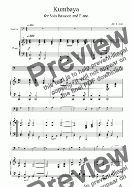 page one of Kumbaya for Bassoon and Piano