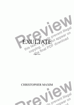 page one of Exultate (organ solo)