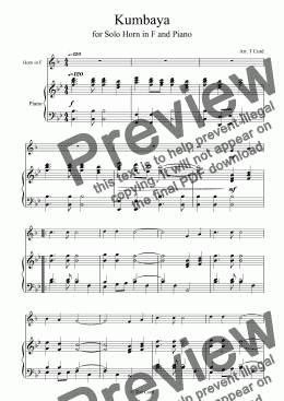 page one of Kumbaya for Horn in F and Piano