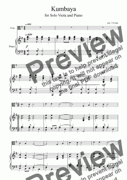 page one of Kumbaya for Viola and Piano