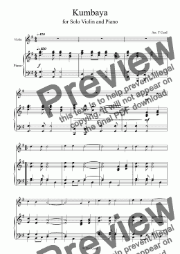 page one of Kumbaya for Violin and Piano