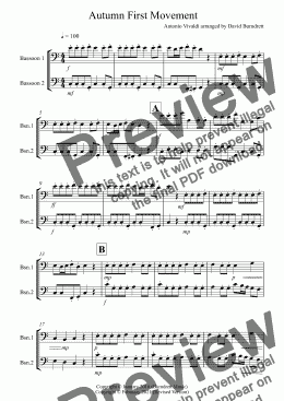 page one of Autumn "Four Seasons" for Bassoon Duet