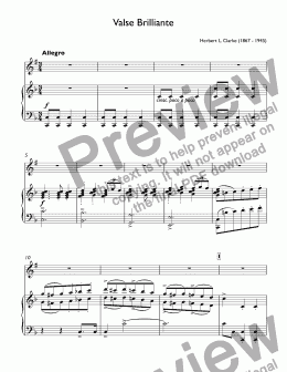 page one of Clarke -  Valse Brilliante ("Sounds from the Hudson") for trumpet Bb & piano