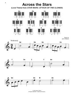 page one of Across The Stars (Love Theme from Star Wars: Attack Of The Clones) (Super Easy Piano)