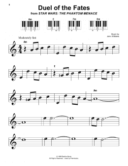 page one of Duel Of The Fates (from Star Wars: The Phantom Menace) (Super Easy Piano)