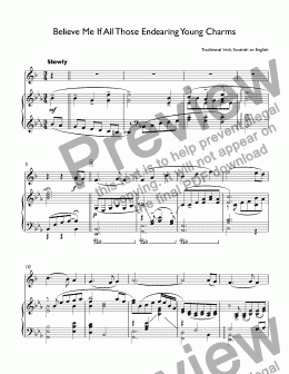 page one of Believe Me If All Those Endearing Young Charms - trad.Irish for trumpet Bb & piano