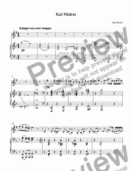 page one of Bruch (1838 - 1920) - Kol Nidrei - for trumpet Bb & piano (dokshizer)