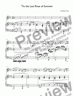 page one of The Last Rose of Summer - traditional Irish - for trumpet Bb &piano