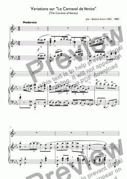 page one of Arban - The Carnival of Venice (Marsalis) - for trumpet Bb & piano