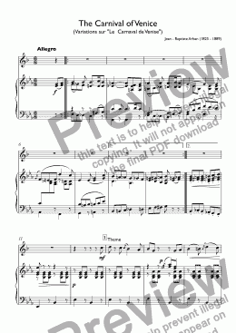 page one of Arban - The Carnival of Venice (Dokshizer) for trumpet Bb & piano