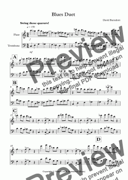 page one of Blues Duet for Flute and Trombone Duet