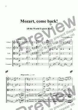page one of Mozart come back