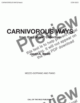 page one of Carnivorous Ways