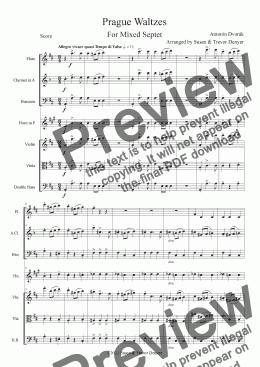 page one of Prague Waltzes - Dvorak - Mixed Septet - Score