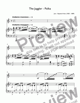 page one of Arban - The Juggler - Polka for trumpet Bb & piano