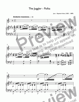 page one of Arban - The Juggler - Polka for Cornet A & piano
