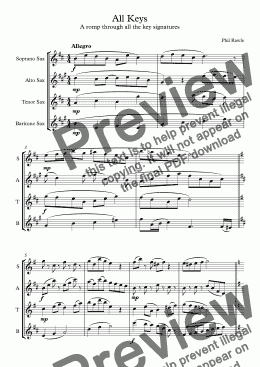 page one of All Keys - Saxophone Quartet