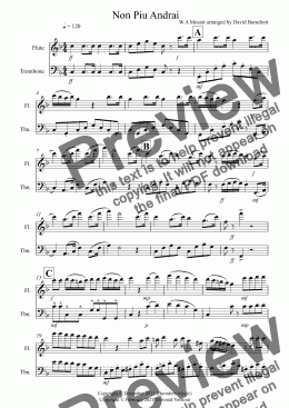 page one of Non Piu Andrai for Flute and Trombone Duet