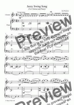 page one of Jazzy Swing Song (Clarinet and Piano)