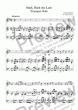 page one of Hark, Hark the Lark Trumpet Solo