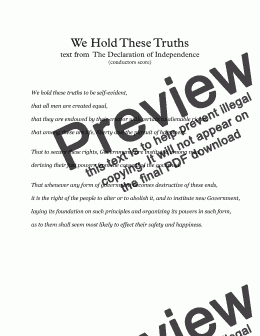 page one of We Hold These Truths - Four part Choral Fantasy with trumpet and piano