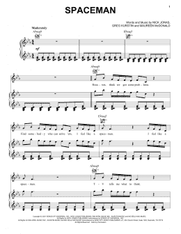 page one of Spaceman (Piano, Vocal & Guitar Chords (Right-Hand Melody))