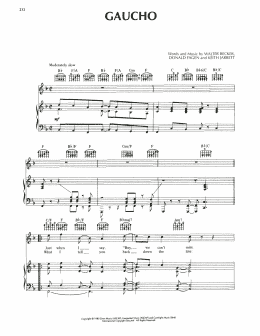 page one of Gaucho (Piano, Vocal & Guitar Chords (Right-Hand Melody))