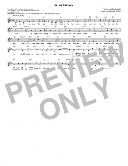 page one of In Love In Vain (Lead Sheet / Fake Book)