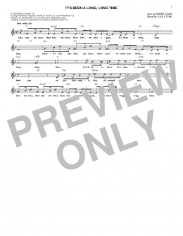 page one of It's Been A Long, Long Time (Lead Sheet / Fake Book)