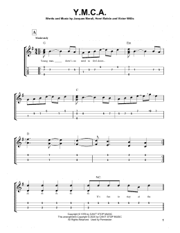 page one of Y.M.C.A. (Easy Ukulele Tab)