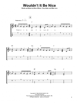 page one of Wouldn't It Be Nice (Easy Ukulele Tab)