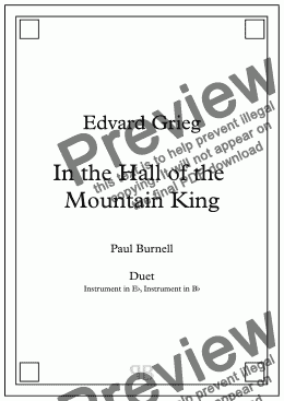 page one of In the Hall of the Mountain King, arranged for duet: instruments in Eb and Bb - Score and Parts