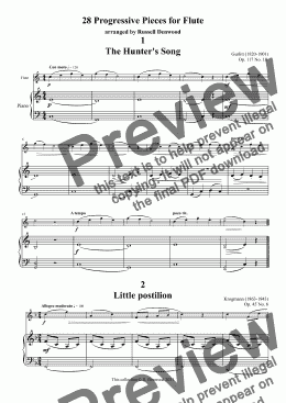 page one of Denwood -  28 Progressive Flute & Piano Pieces (grades 1-6+)