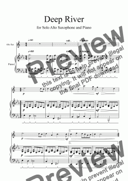 page one of Deep River for Solo Alto Saxophone and Piano