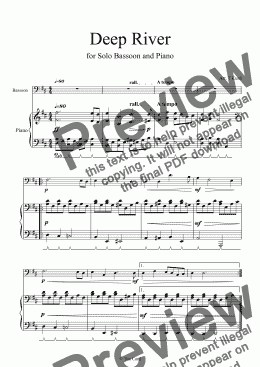 page one of Deep River for Solo Bassoon and Piano