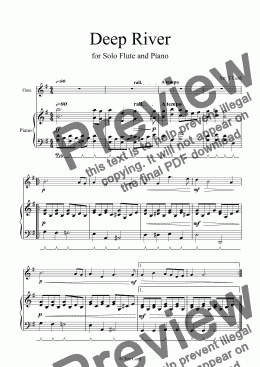 page one of Deep River for Solo Flute and Piano