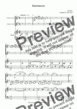 page one of Borodin - Intermezzo for 2 Clarinets & Piano