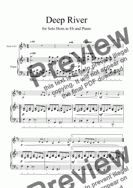 page one of Deep River for Solo Horn in Eb and Piano