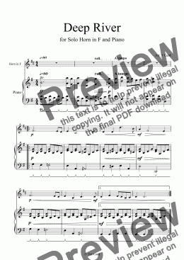 page one of Deep River for Solo Horn in F and Piano