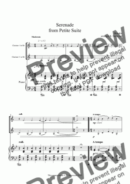 page one of Borodin - Serenade  from Petite Suite for 2 Clarinets & Piano