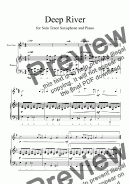 page one of Deep River for Solo Tenor Saxophone and Piano