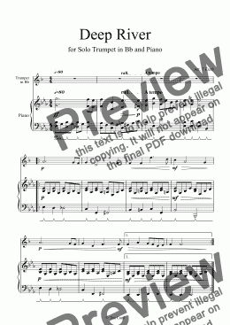 page one of Deep River for Solo Trumpet in Bb and Piano