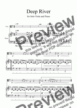 page one of Deep River for Solo Viola and Piano