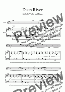 page one of Deep River for Solo Violin and Piano