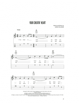 page one of Your Cheatin' Heart (Easy Ukulele Tab)