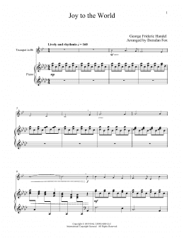 page one of Joy To The World (Trumpet and Piano)