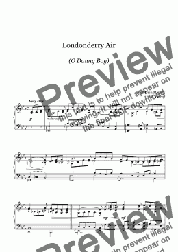 page one of Londonderry Air  (O Danny Boy) - piano solo
