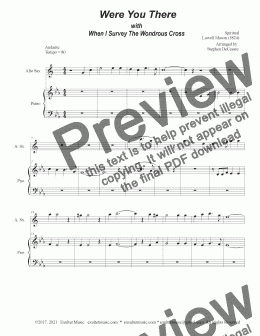page one of Were You There (with "When I Survey The Wondrous Cross") (Alto Saxophone and Piano)
