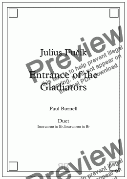 page one of Entrance of the Gladiators, arranged for duet: instruments in Eb and Bb - Score and Parts