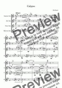 page one of Calypso - Saxophone Quartet